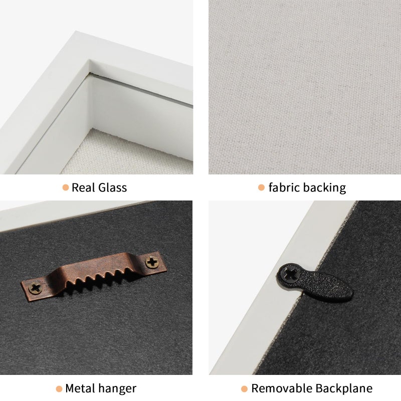 TJMOREE TJ.MOREE إطار صندوق ظلال صغير أبيض 5 × 5 صندوق عرض ظل إطار صورة خشبي مع ميداليات تذكارات زجاجية للحيوانات الأليفة صور للجدار والطاولة - Image 5